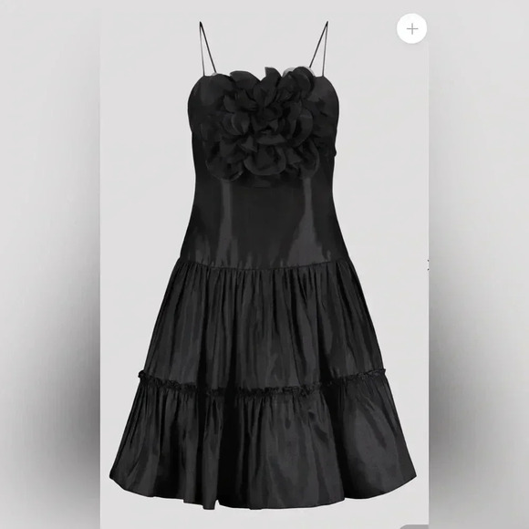 Zac Posen FLORAL APPLIQUE DRESS Black Mini Dress With Flower, Size 2 Brand New - Picture 5 of 12